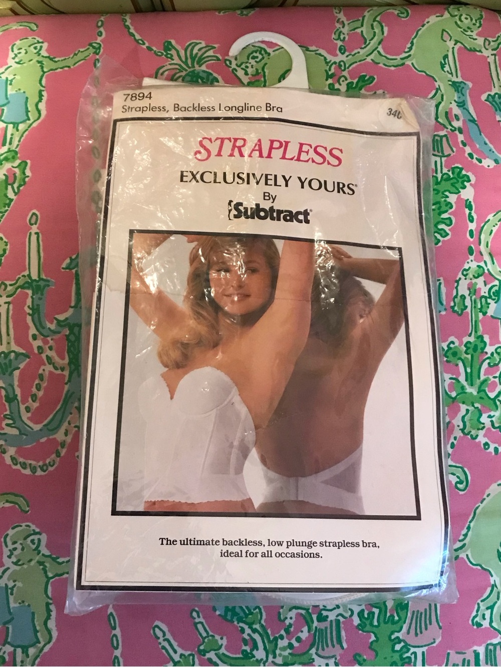 Vintage Strapless by Subtract White backless longline Bra Size 34C
